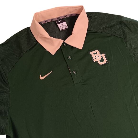 Nike Dri-Fit Polo Mens XL Green Baylor University Logo Coach Performance - Picture 1 of 16